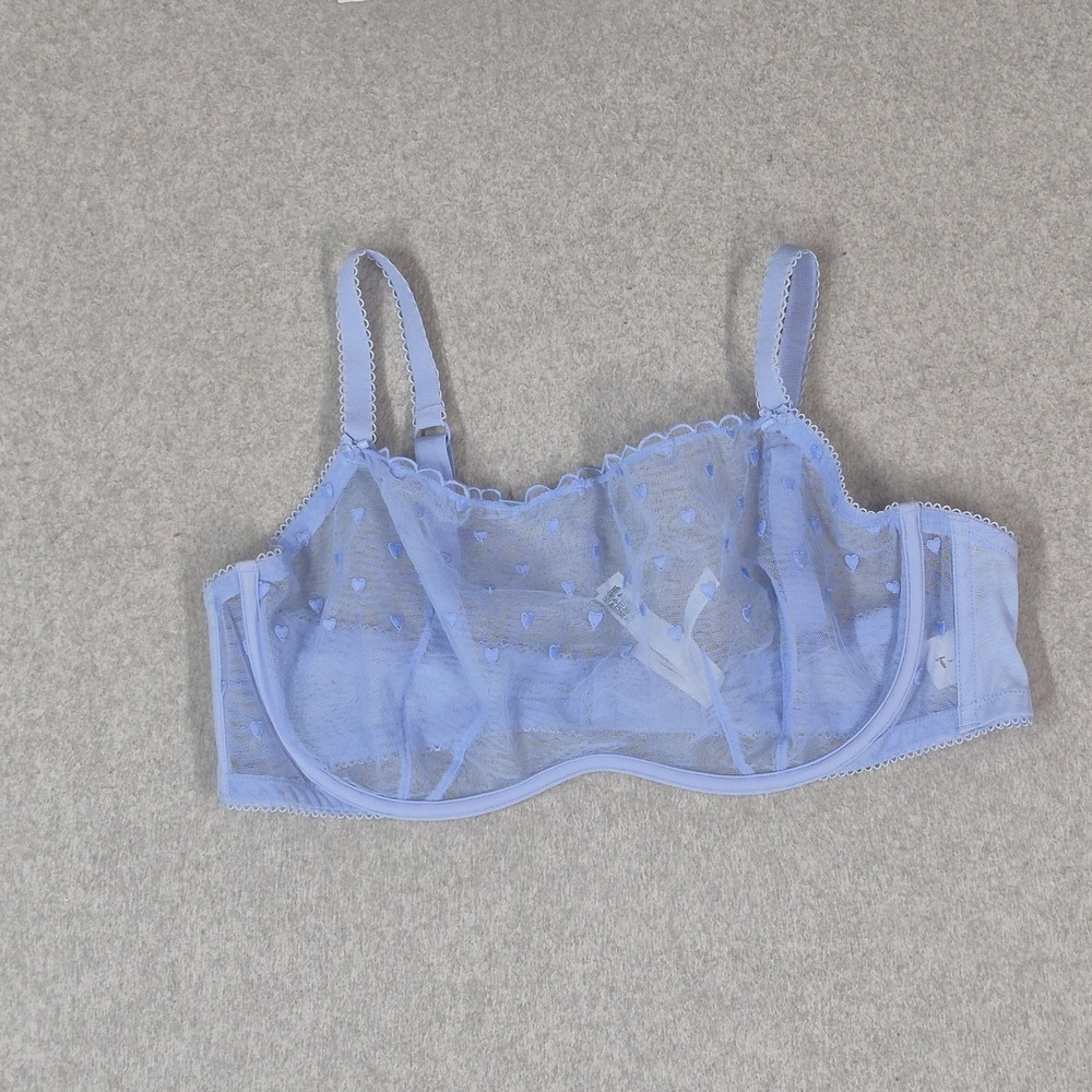 PINK Victoria's Secret Women Bra XL Blue Spotted Bralette Unlined Underwired